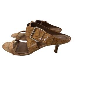 Donald J Pliner Women’s 7.5M Cork Buckle Mule Sandals Slip On Neutral Open Toe